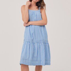 PACT Organic Cotton Women's Blue Stripe The Sunset Easy Cami Dress Size Small S